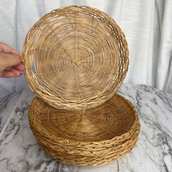 Boho Wicker Picnic Plate Holders 7pc - Picture 4 of 5
